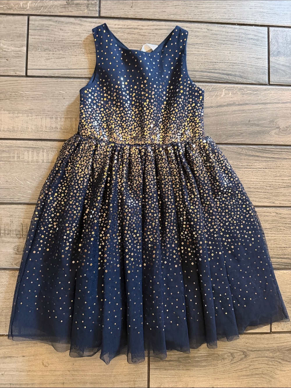 H&M Navy and Gold Sequin Tulle Party Dress
